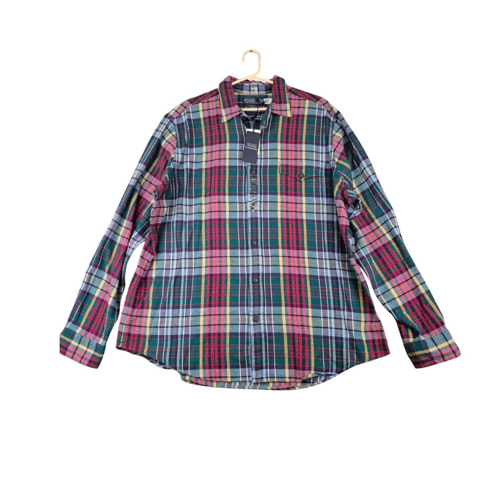 Polo Ralph Lauren XXL Classic Fit Plaid Brushed Flannel Button Down Shirt NWT